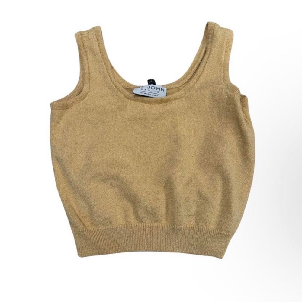 St. John gold and tan knit tank top